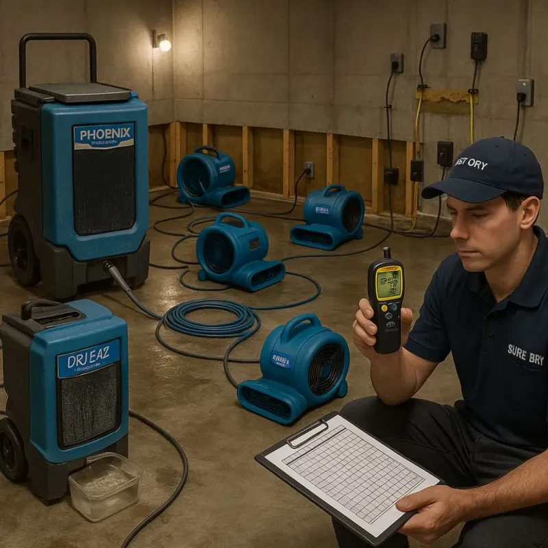 Structural Drying and Dehumidification process in Brentwood, NH